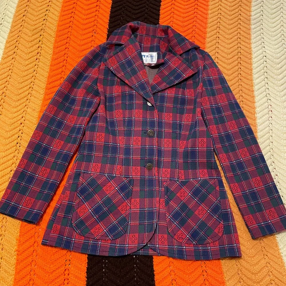 1970s metal button wyndham plaid pocket blazer - made in canada! - Picture 10 of 12